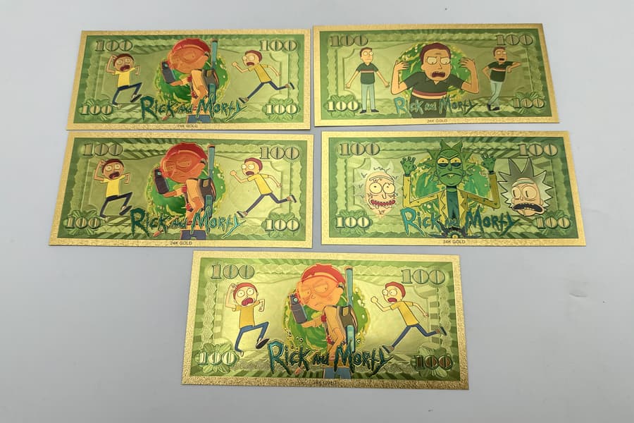 5 Goldfoliennoten Rick and Morty